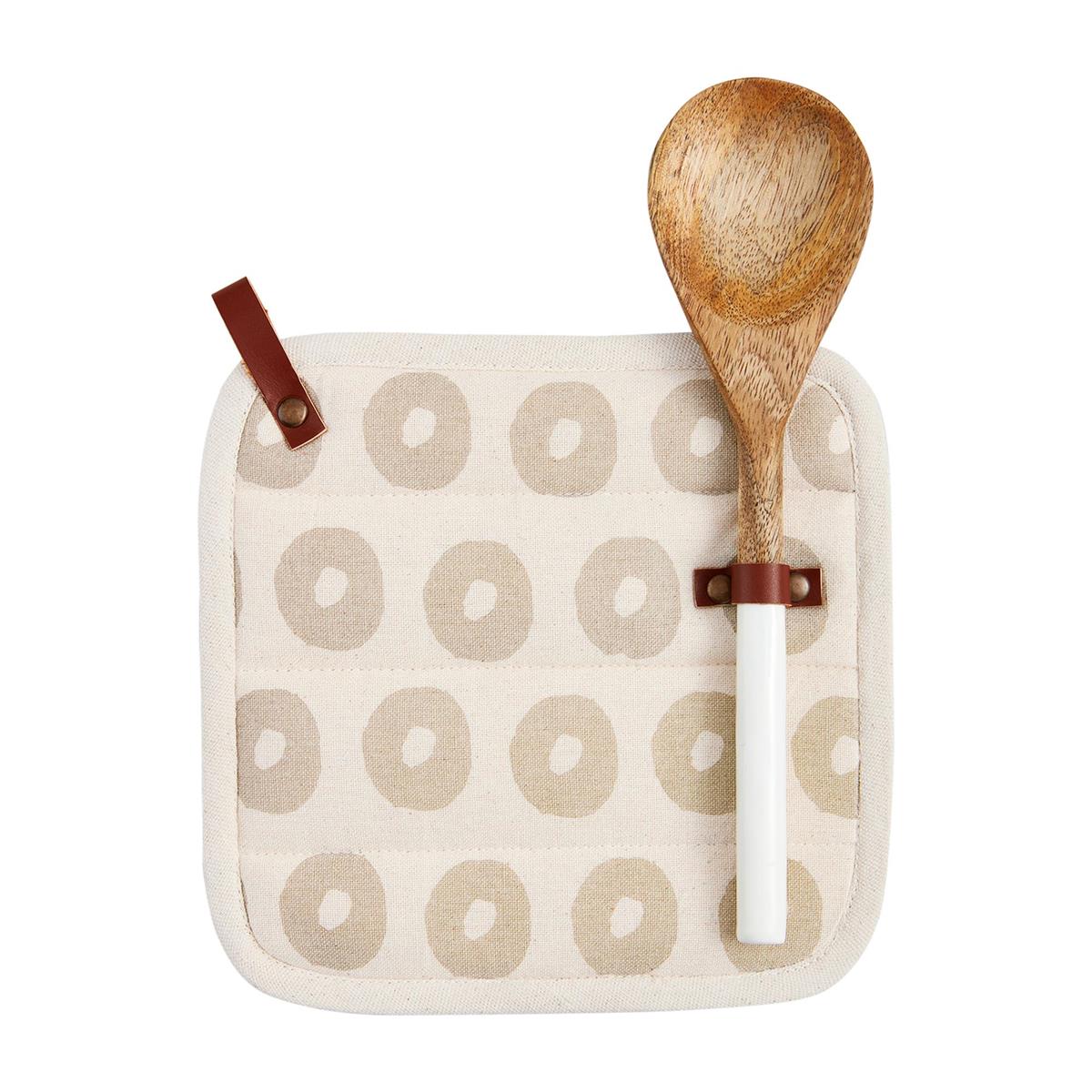 Chambray Dot Pot Holder & Spoon Set
