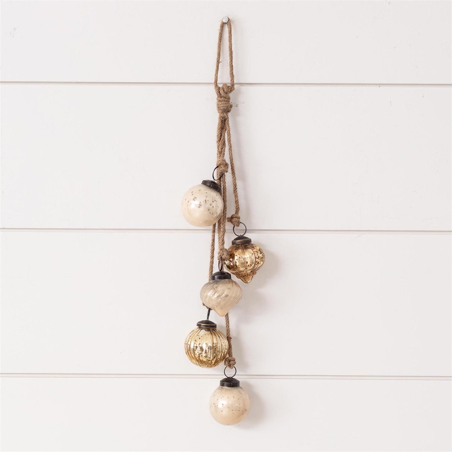 Hanging Cluster Glass Ornaments, Cream, Gold