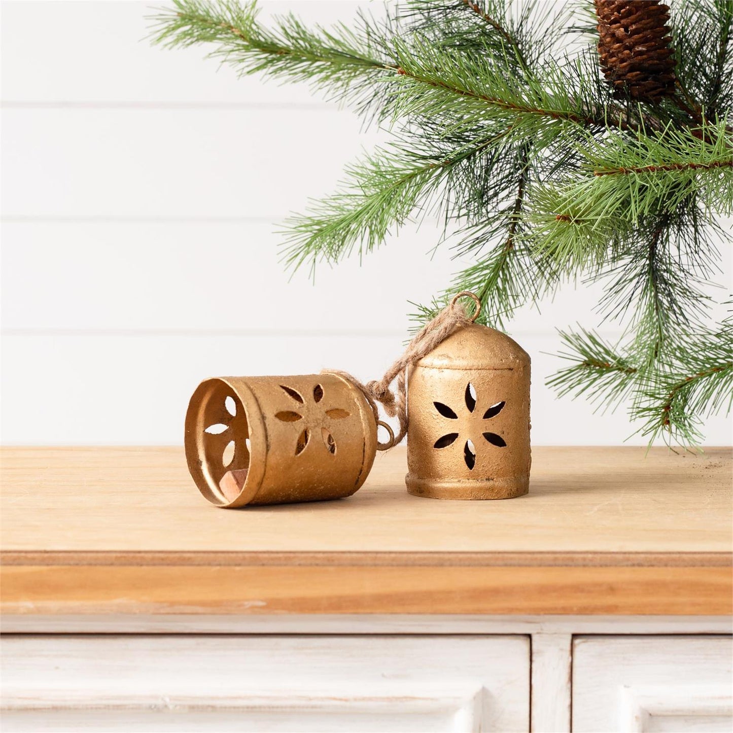 Pair of Gold Bells on Jute