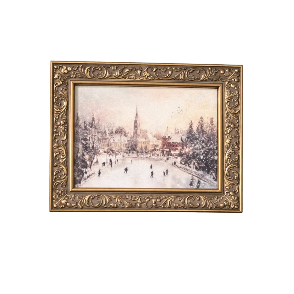 Traditional European Skating | Antique Inspired Brass Heirloom Framed Art