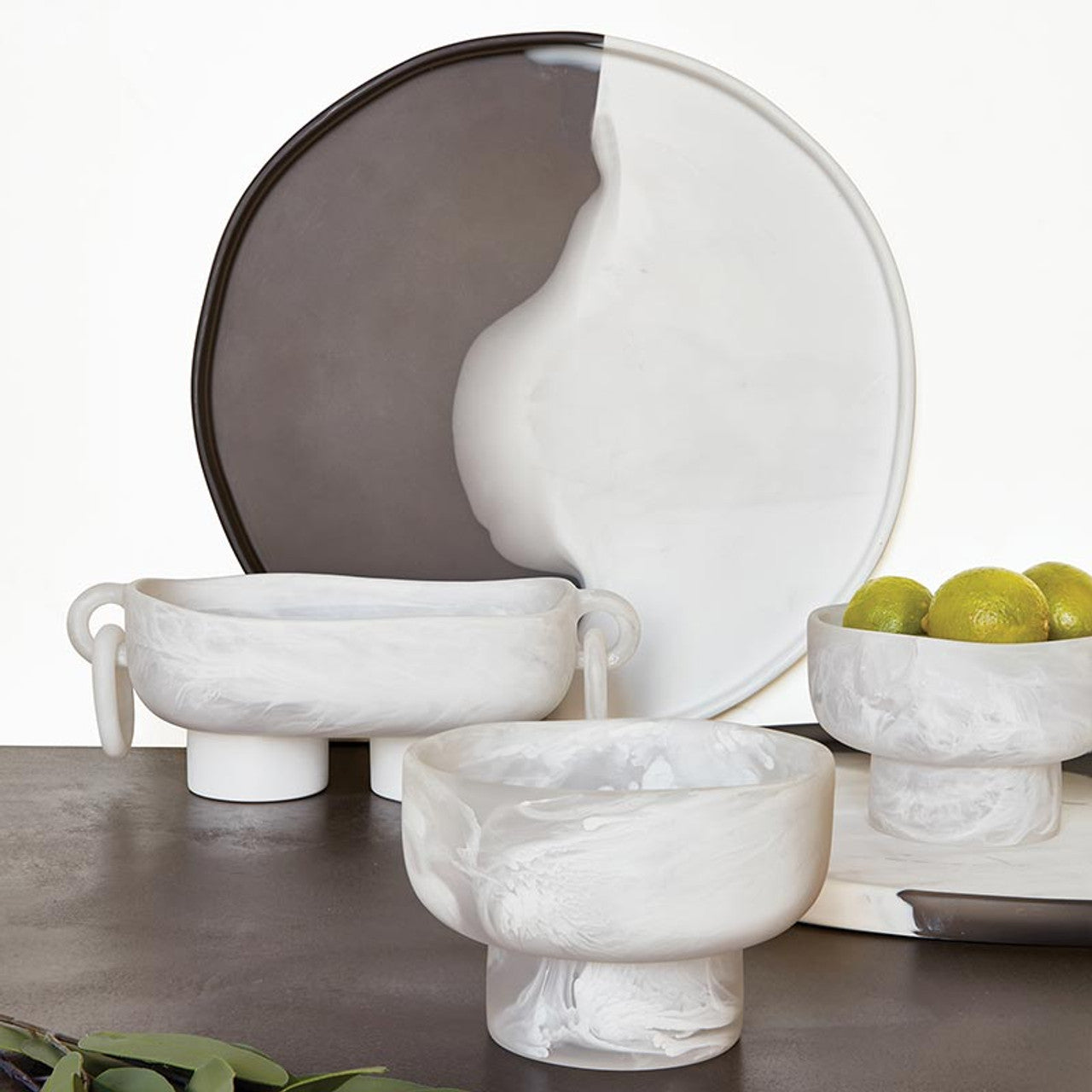 White Resin Mini Pedestal Bowl