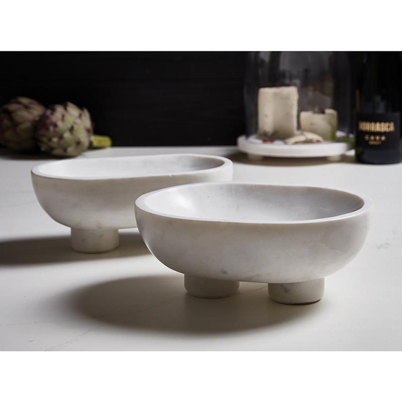 White Footed Marble Bowl