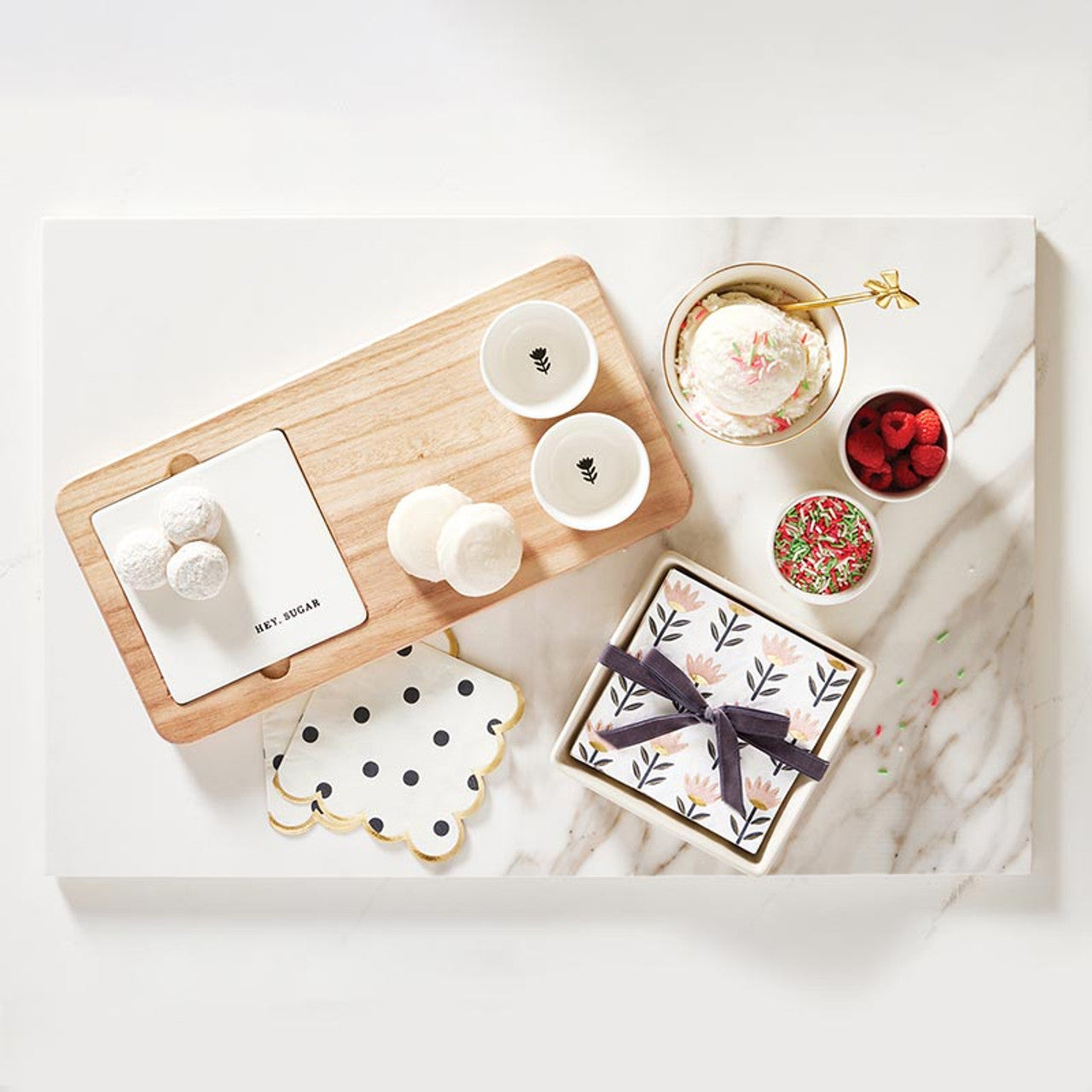 Dessert Wood Board + Ceramic Bowl