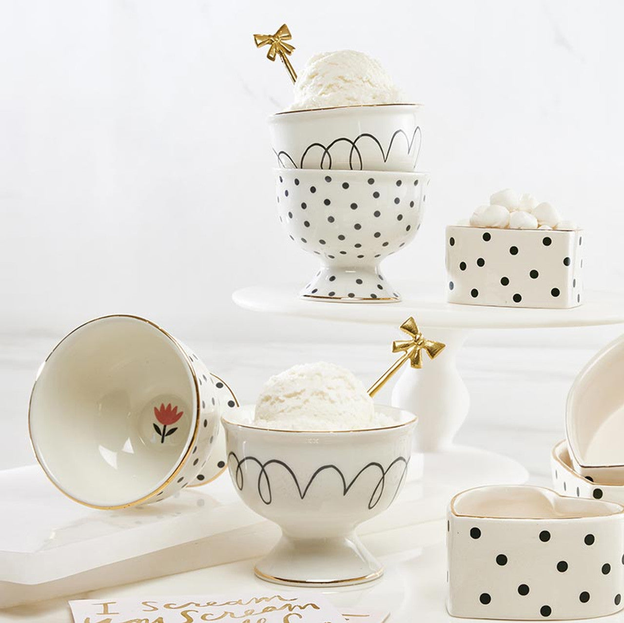 Ceramic Ice Cream Bowl - Squiggles