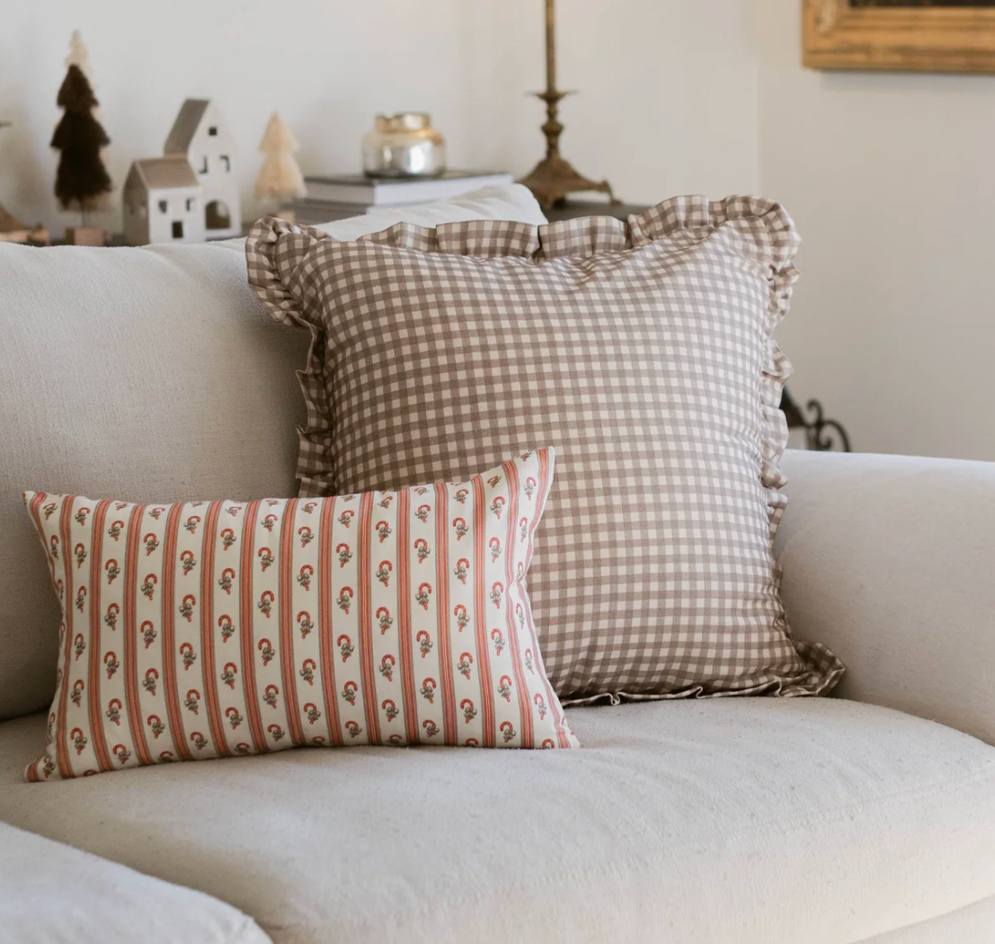 Tan Gingham Ruffle