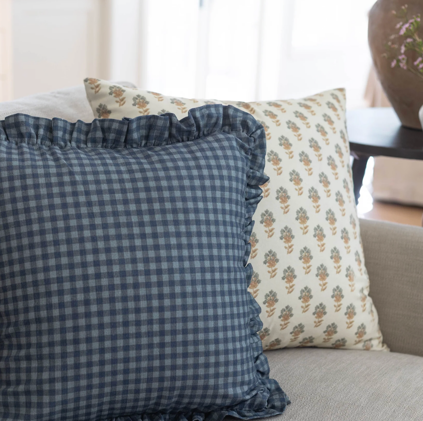 Gingham Ruffle in Navy