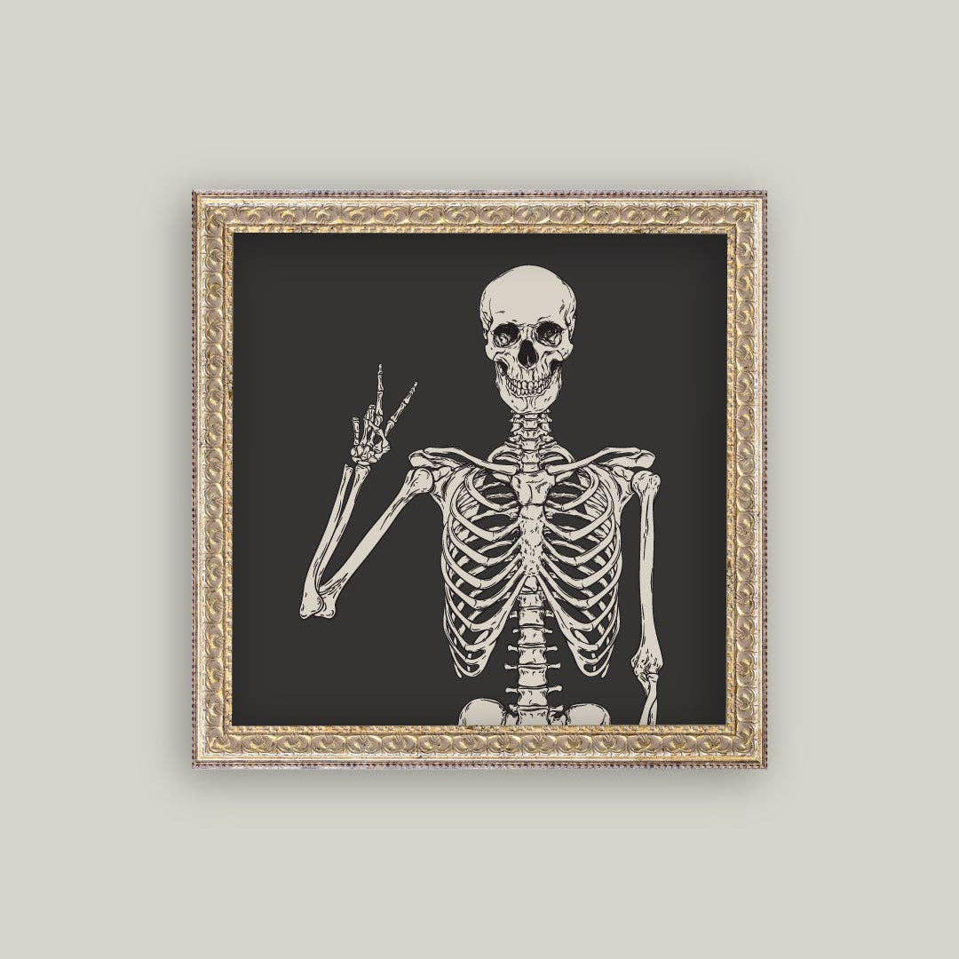 Skeleton Framed Antique Art 9x9