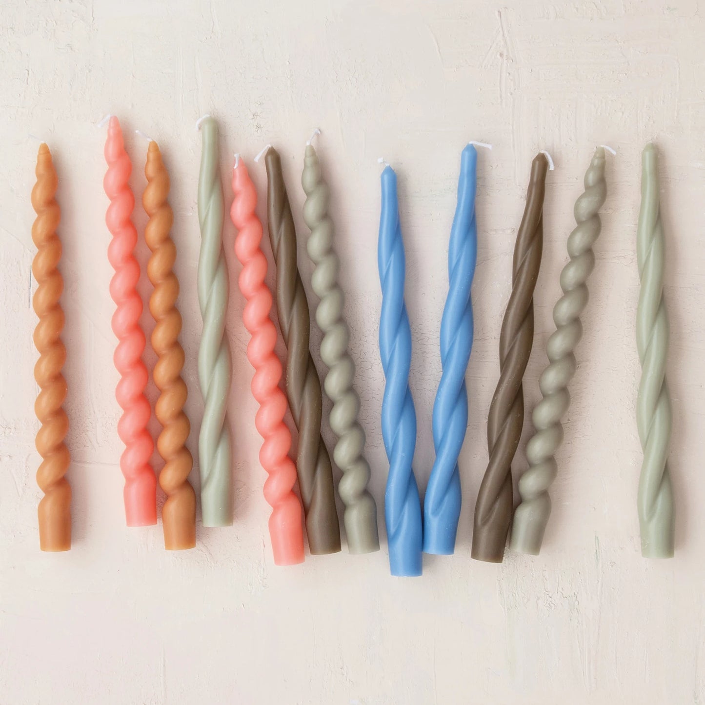 Unscented Twisted Taper Candles in Box, Brown, Set of 2