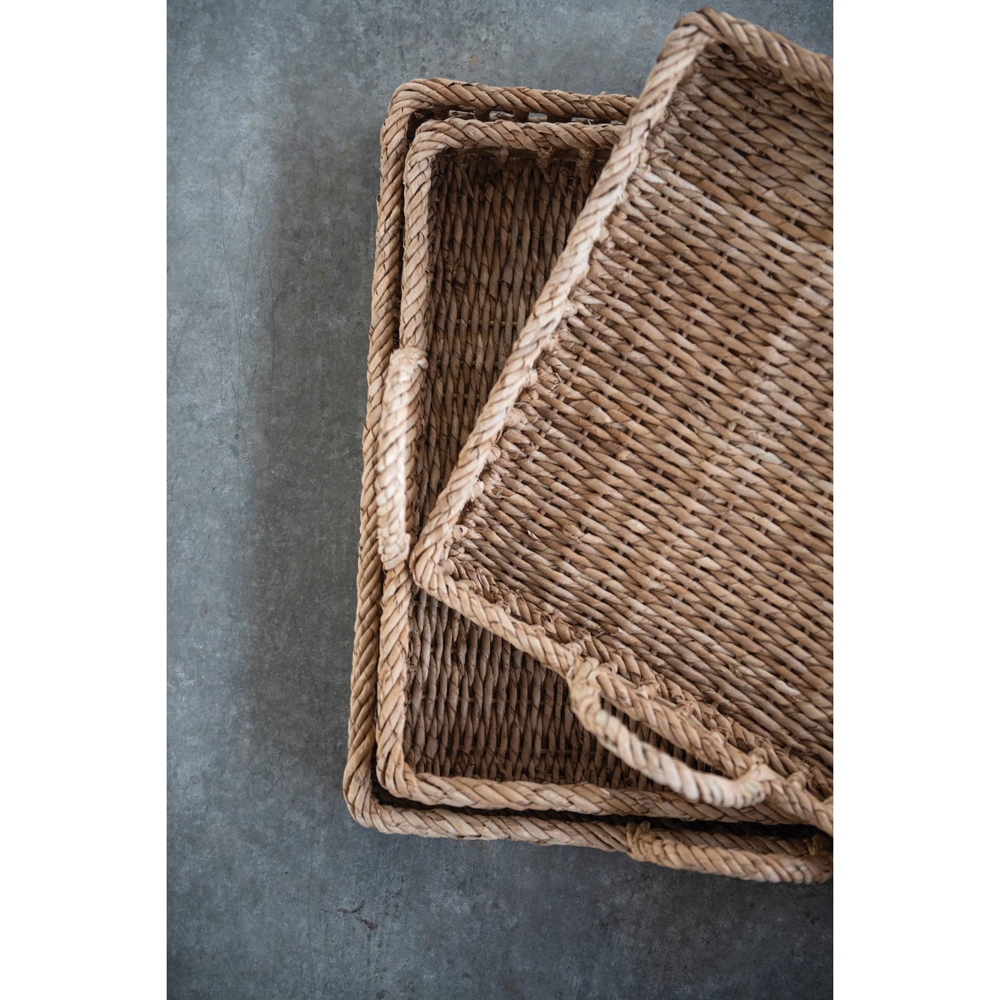 Decorative Hand-Woven Trays with Handles