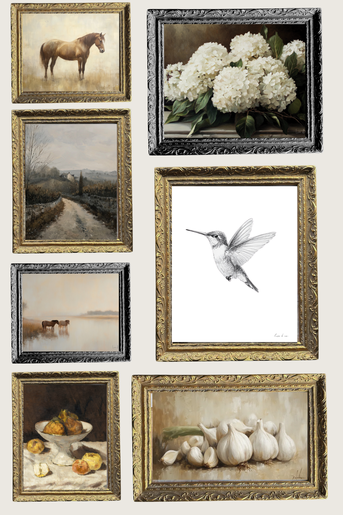 Summer Field Sketch | French Black Mould Framed Art