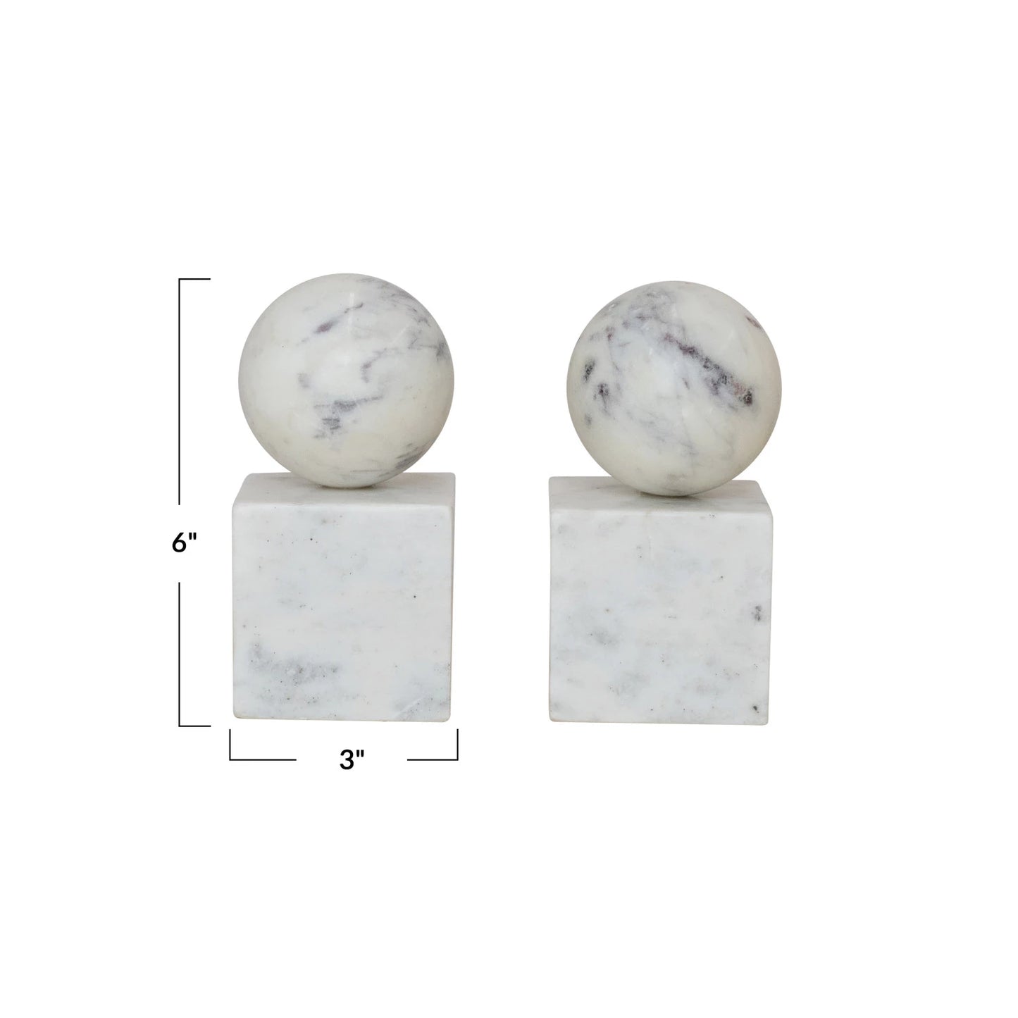 Marble Geometric Bookends