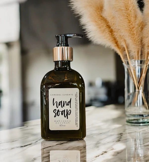 8.5oz Vintage Green Glass Hand Soap