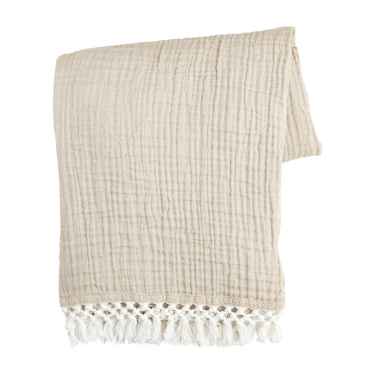 Macrame Taupe Blanket