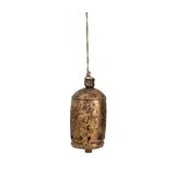 Large Metal Bell on Jute Rope with Star Cut-Outs