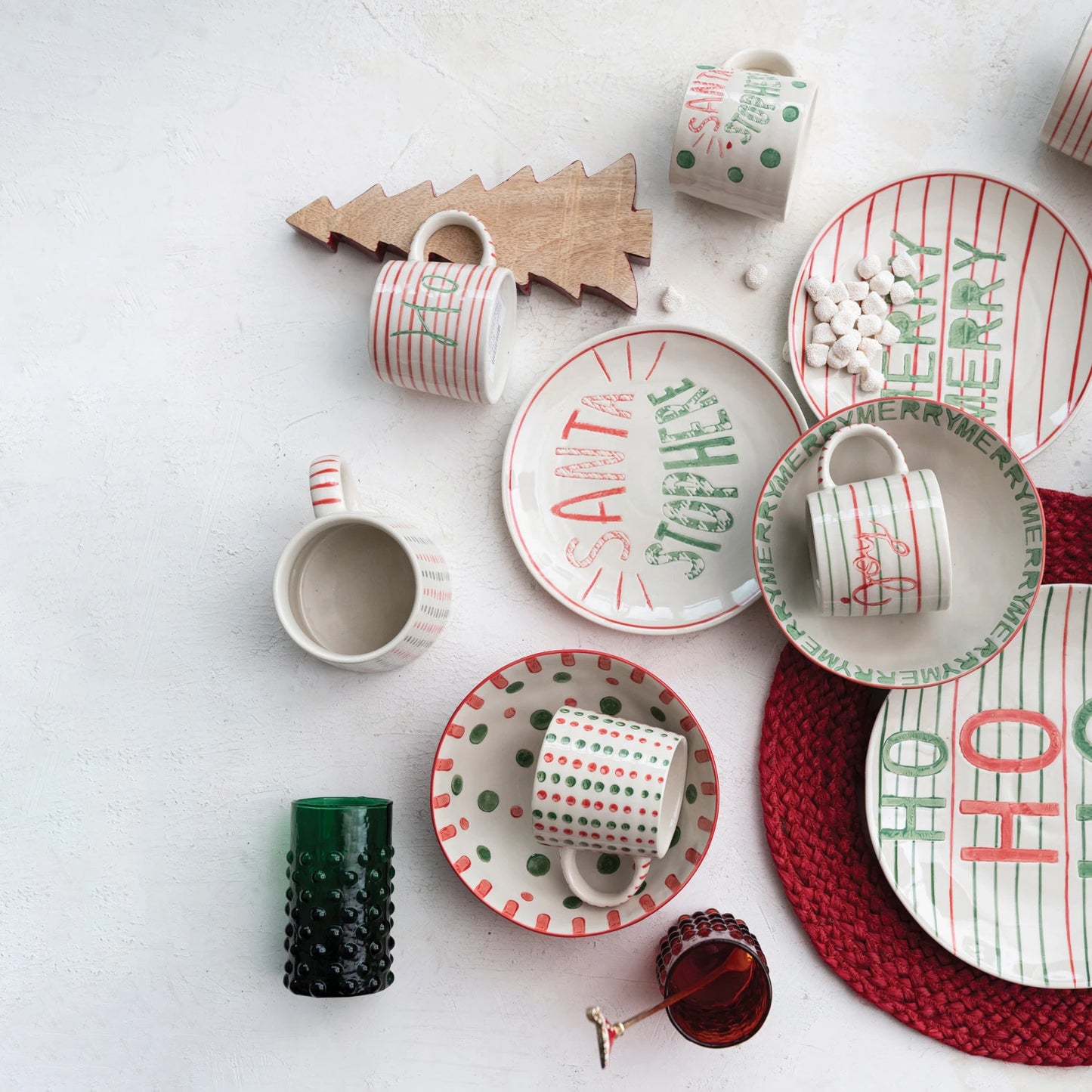 8" Round Hand-Painted Stoneware Plate