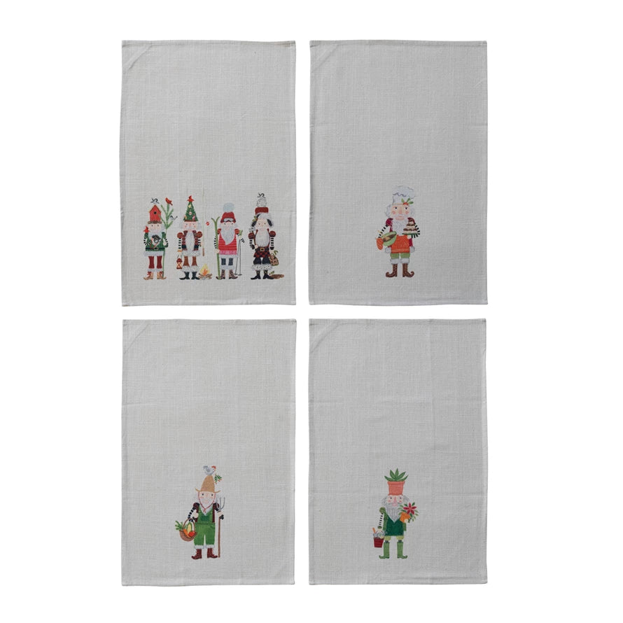Cotton Slub Printed Tea Towel with Nutcracker