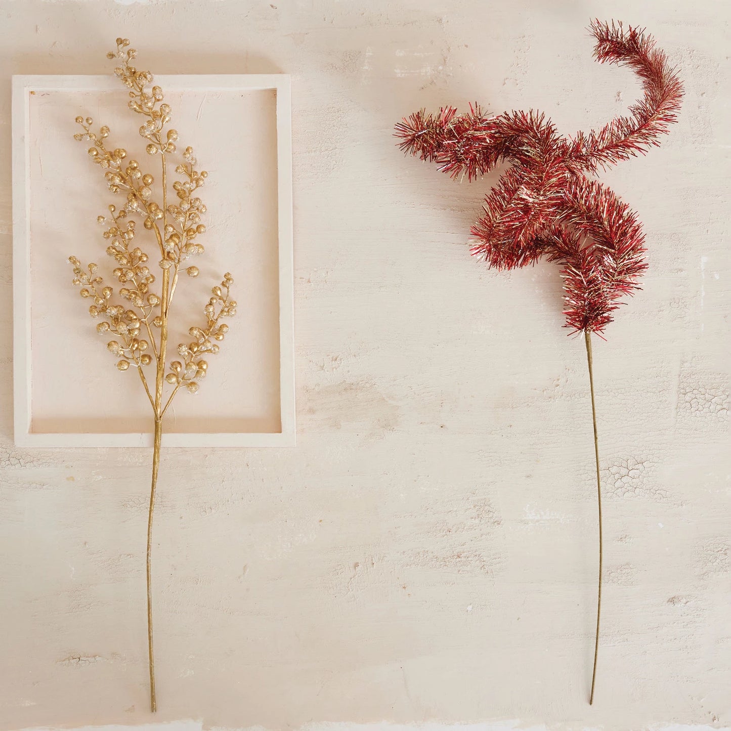 30"H Faux Berry Stem, Ice & Gold Finish