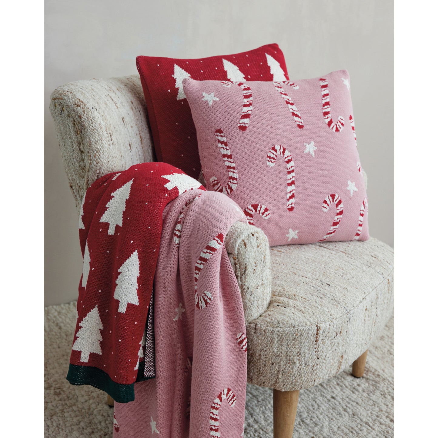 Candy Cane Cotton Throw