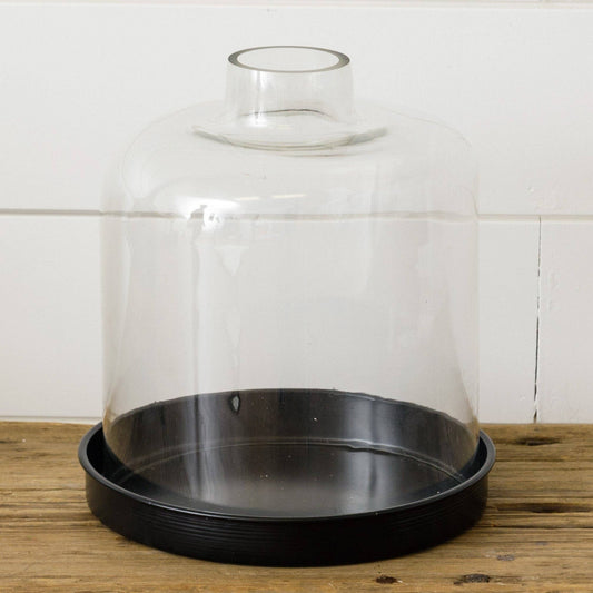 Domed Glass Holder With Tray (PC)