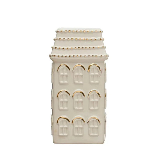 Tall Stoneware House Vase