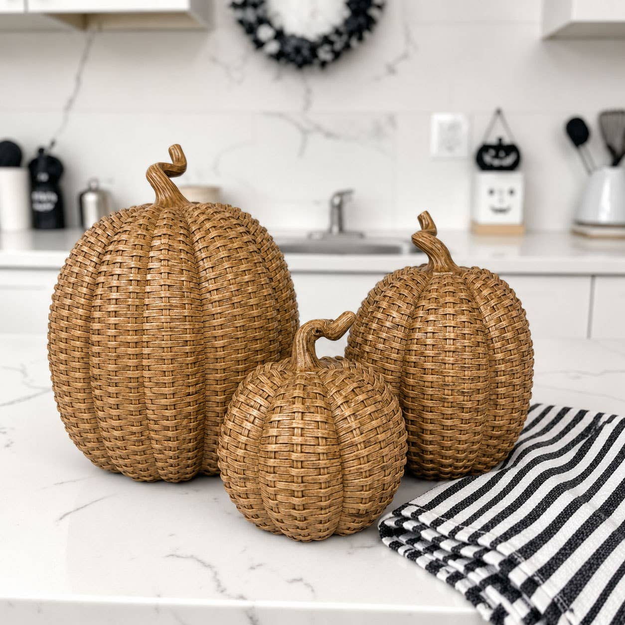 Faux Rattan Pumpkins
