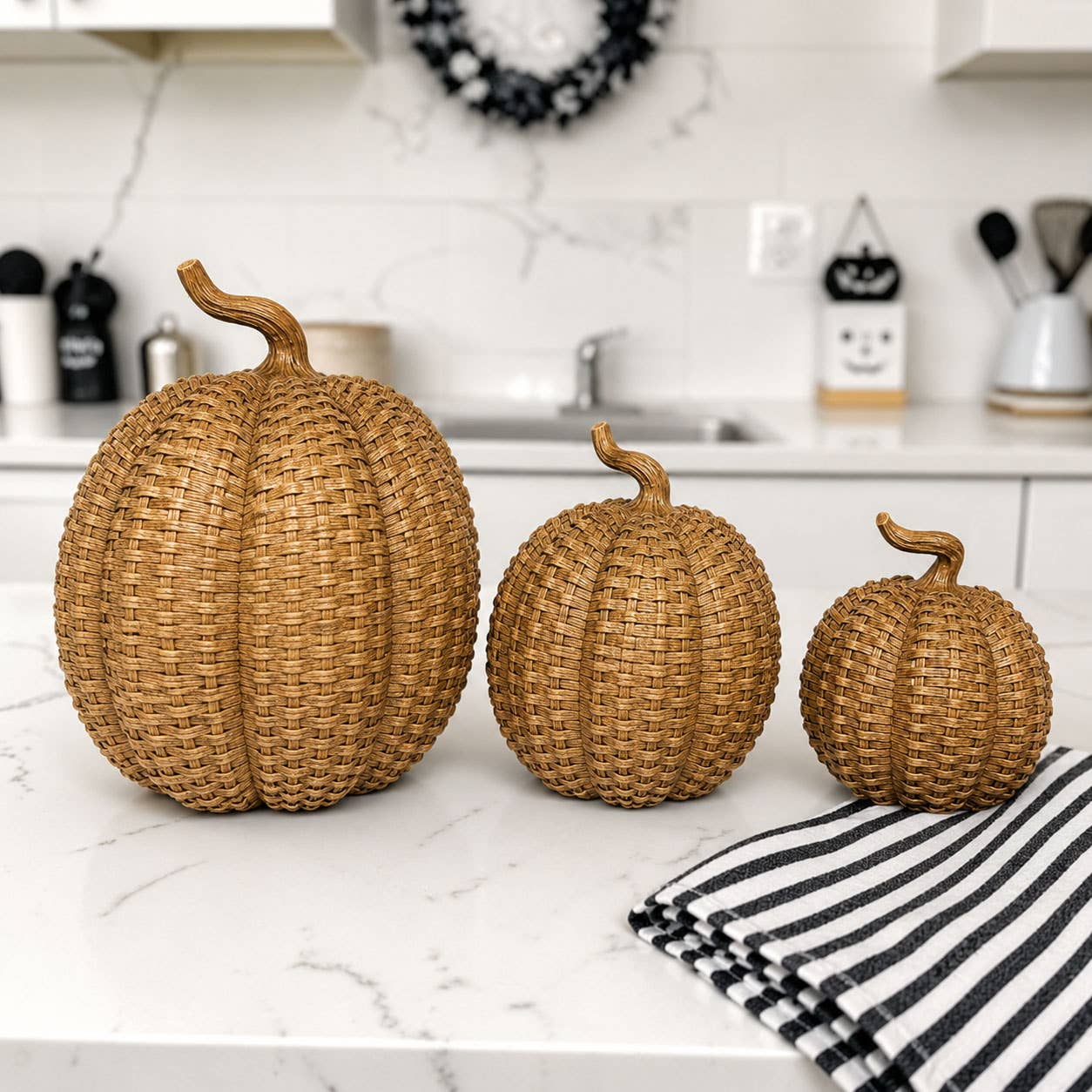 Faux Rattan Pumpkins