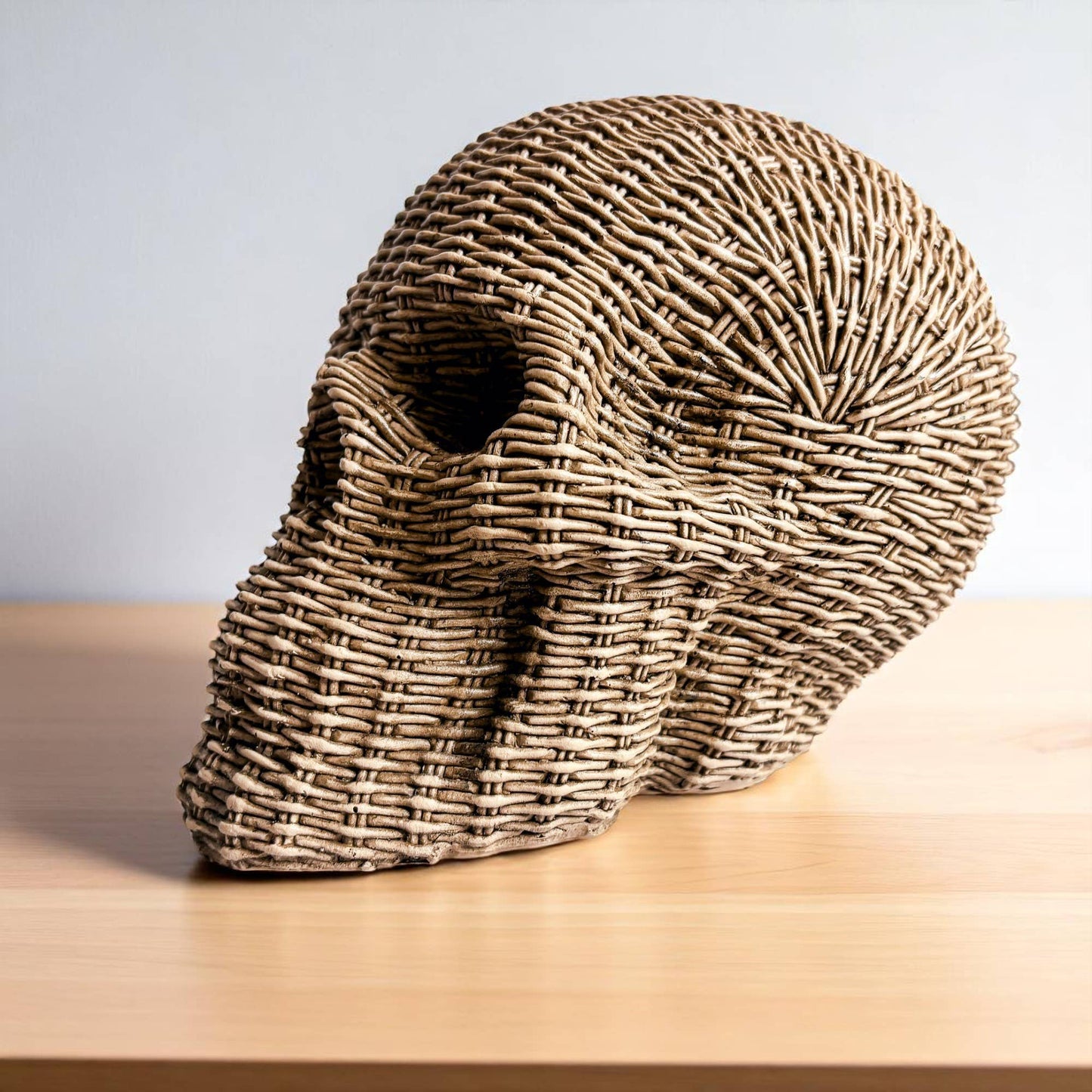 Resin Skull Statue Rattan Halloween Gothic Home Decor Unique-Brown