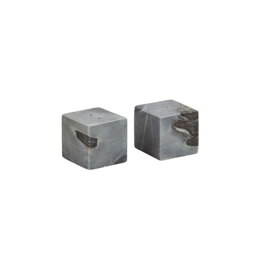 Gray Marble Cube Salt & Pepper Set