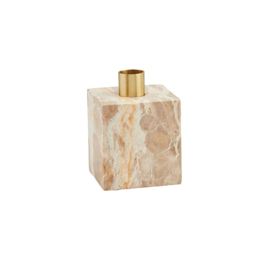 Tan Cube Marble Taper Holder