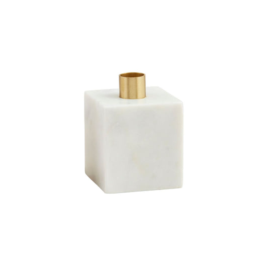 White Cube Marble Taper Holder