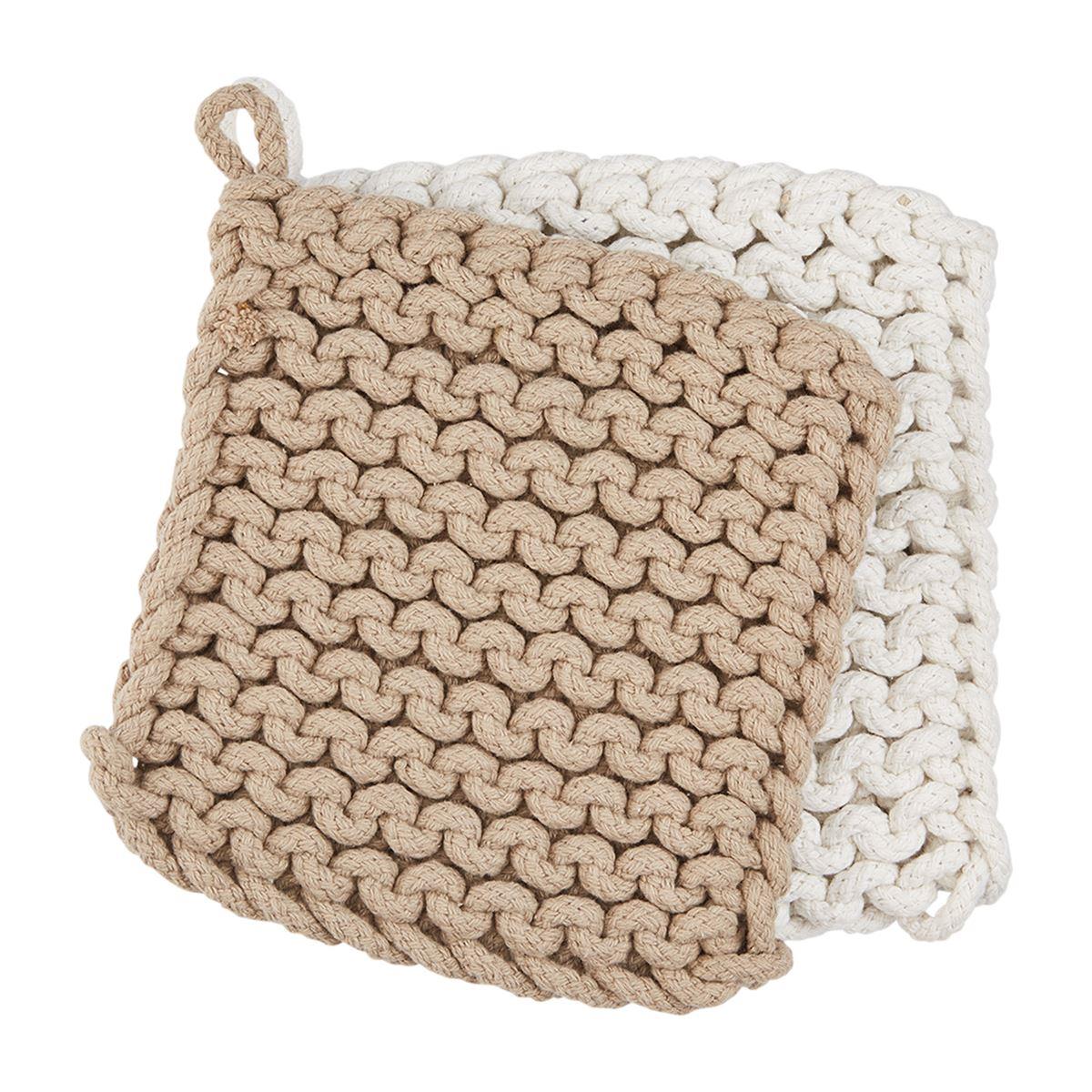 Taupe & White Crocheted Pot Holders