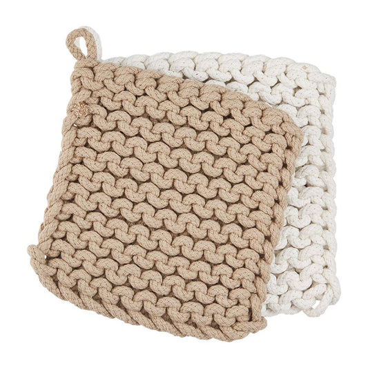 Taupe & White Crocheted Pot Holders