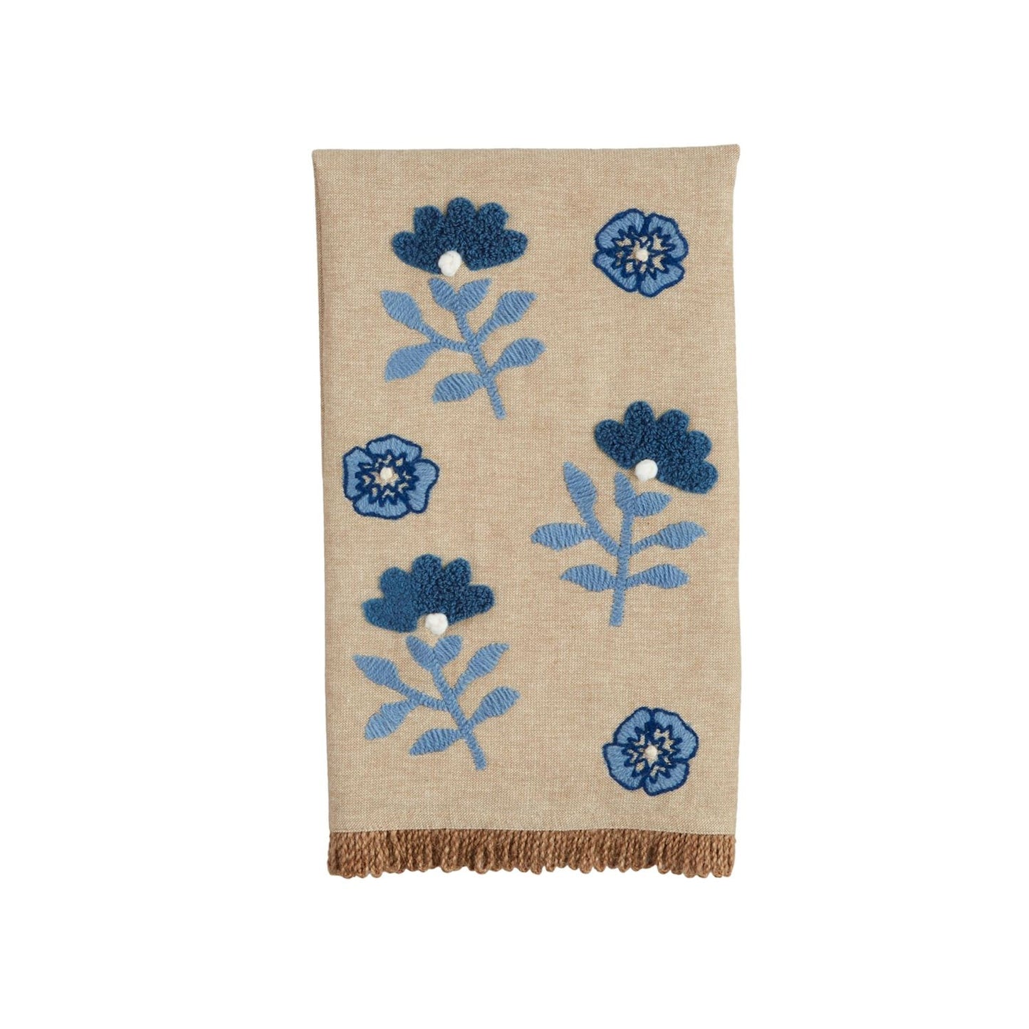 Flower Print Embroidered Towel