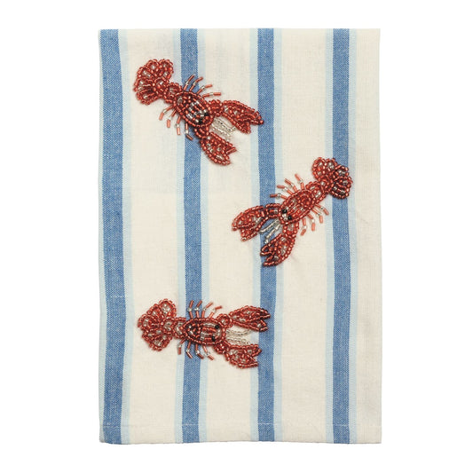 One Lobster Beaded Towel