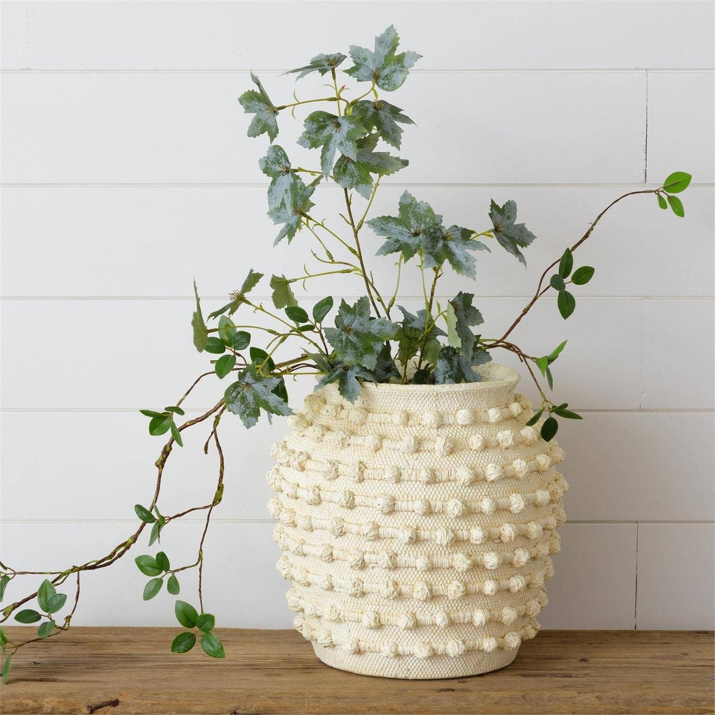 Ivory Textured Knot Cement Vase, Lg (PC)