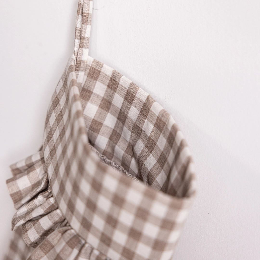 Beige & White Gingham Stocking