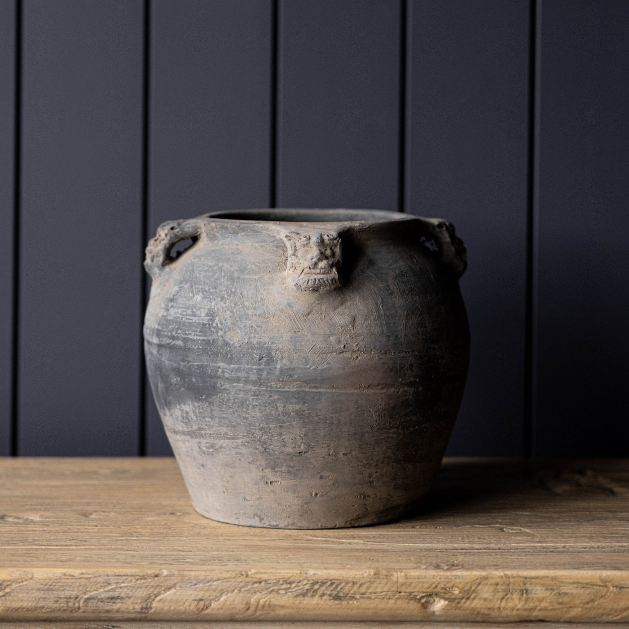 Atelier Vintage Black Grey Pot Vase with Handles