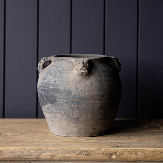 Atelier Vintage Black Grey Pot Vase with Handles