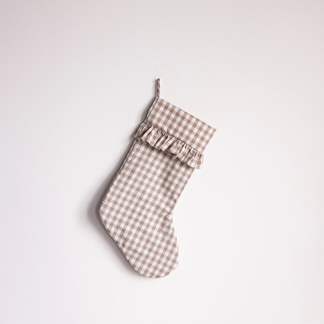 Beige & White Gingham Stocking
