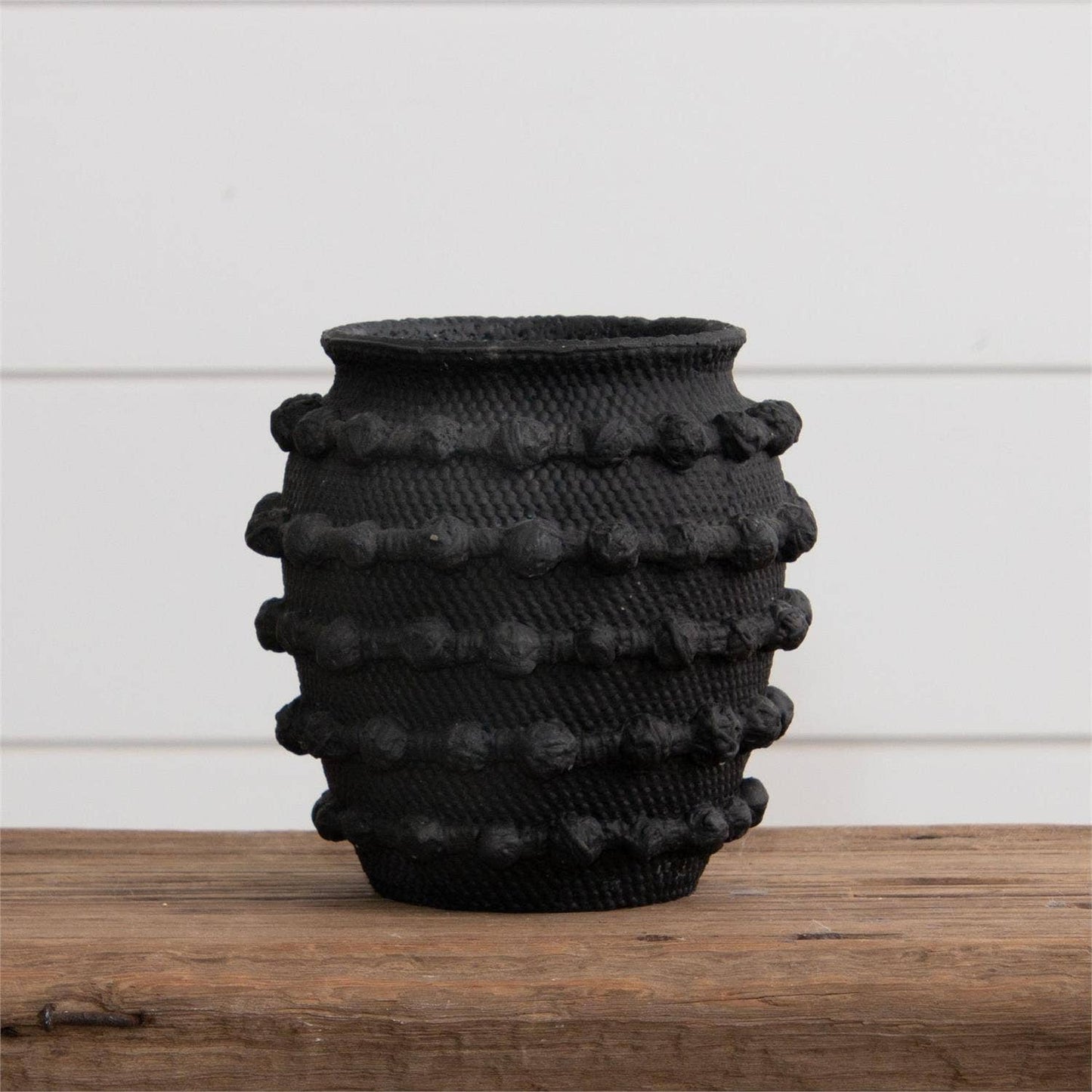 Black Textured Knot Cement Vase, Sm (PC)