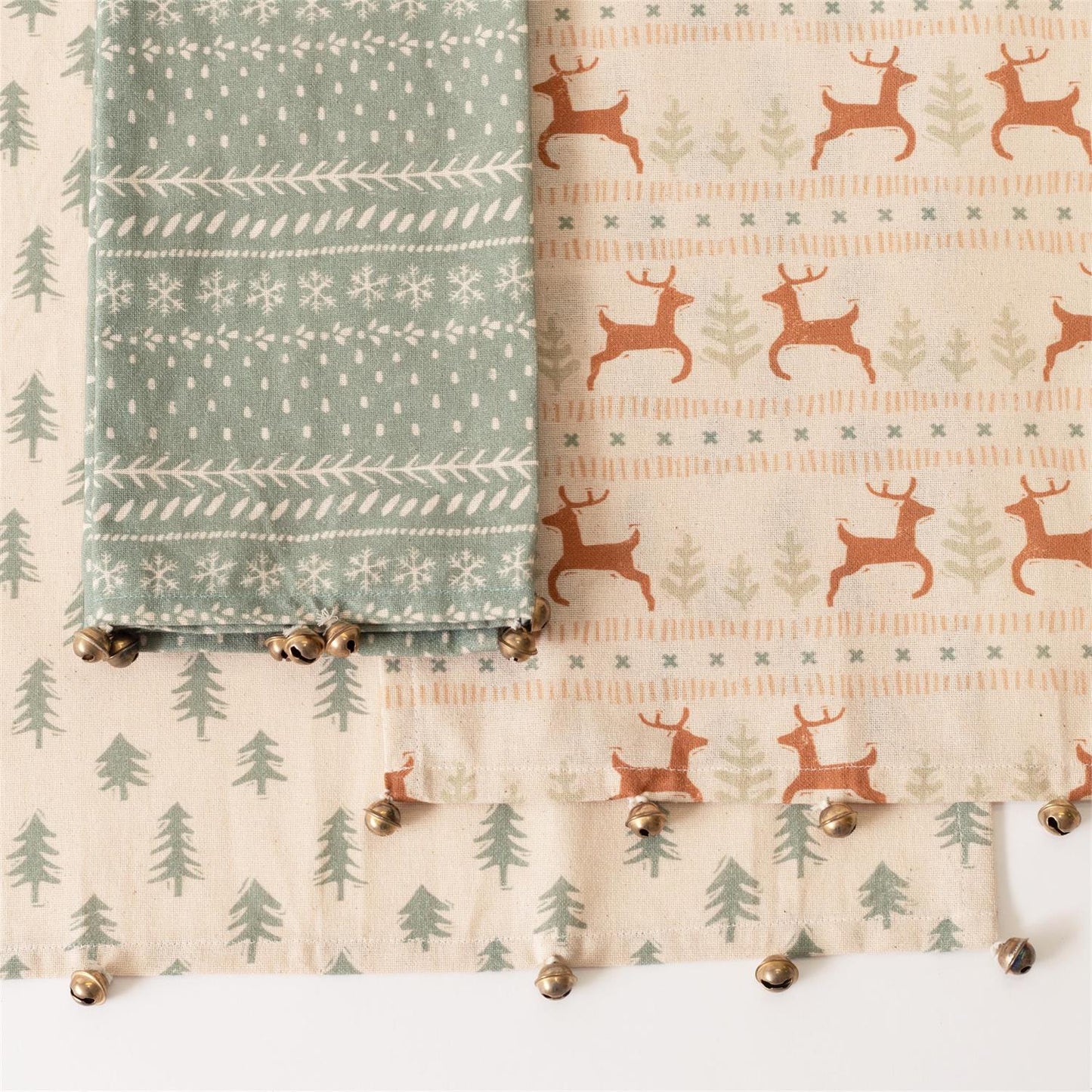 Tea Towels - Frosty Forest With Bell Trim