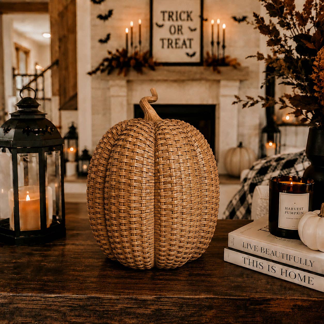 Faux Rattan Pumpkins