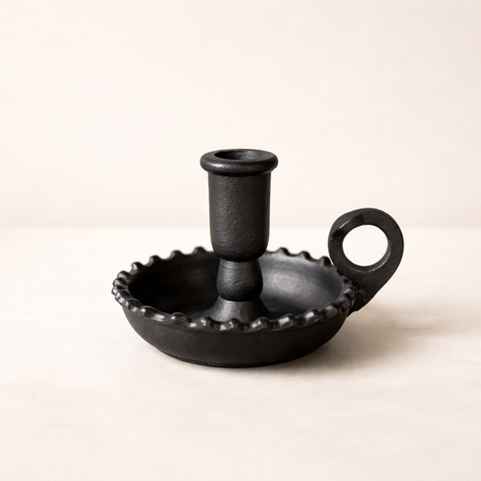 Scalloped Black Candle Holder