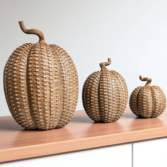 Faux Rattan Pumpkins