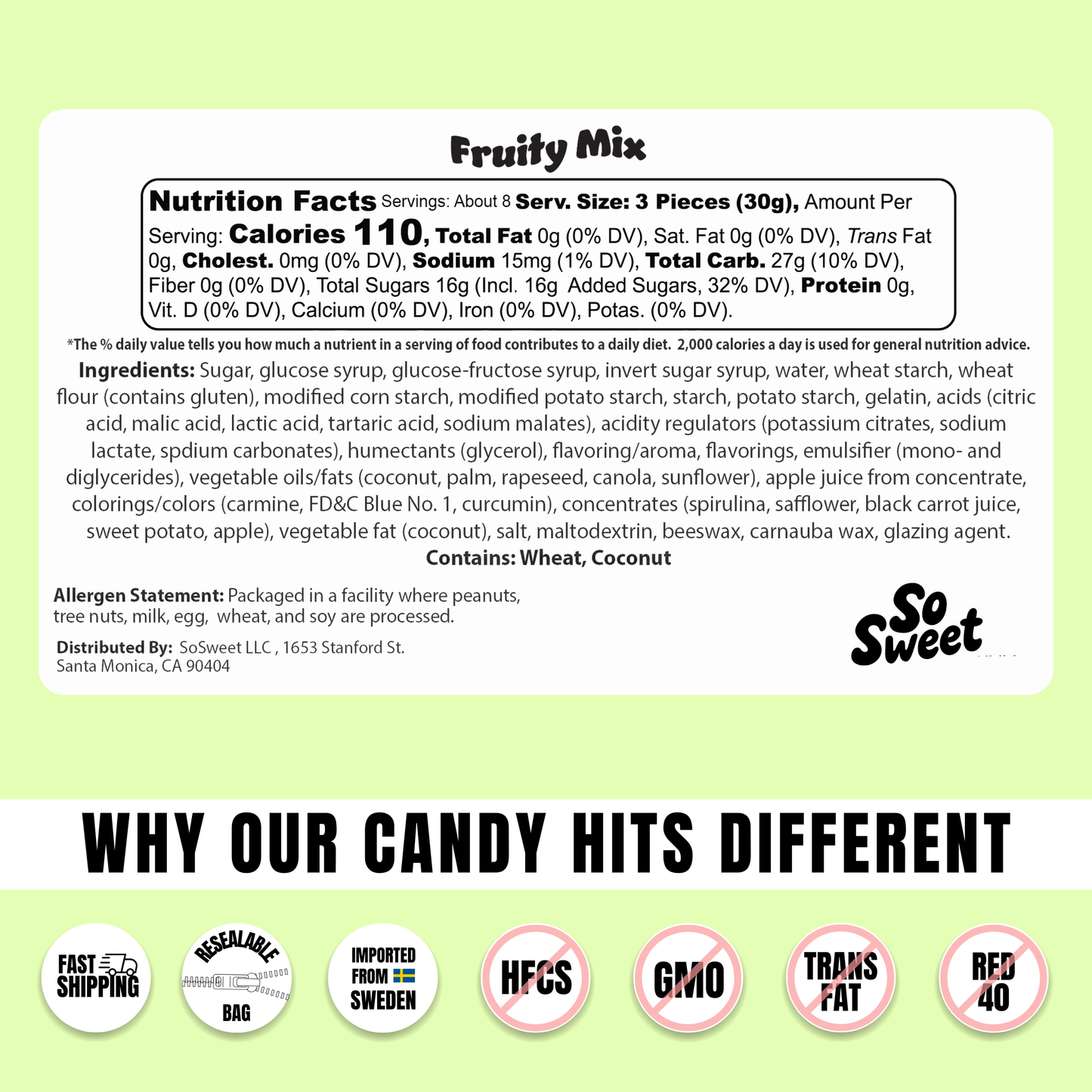 Swedish Candy Fruity Mix (8 oz)
