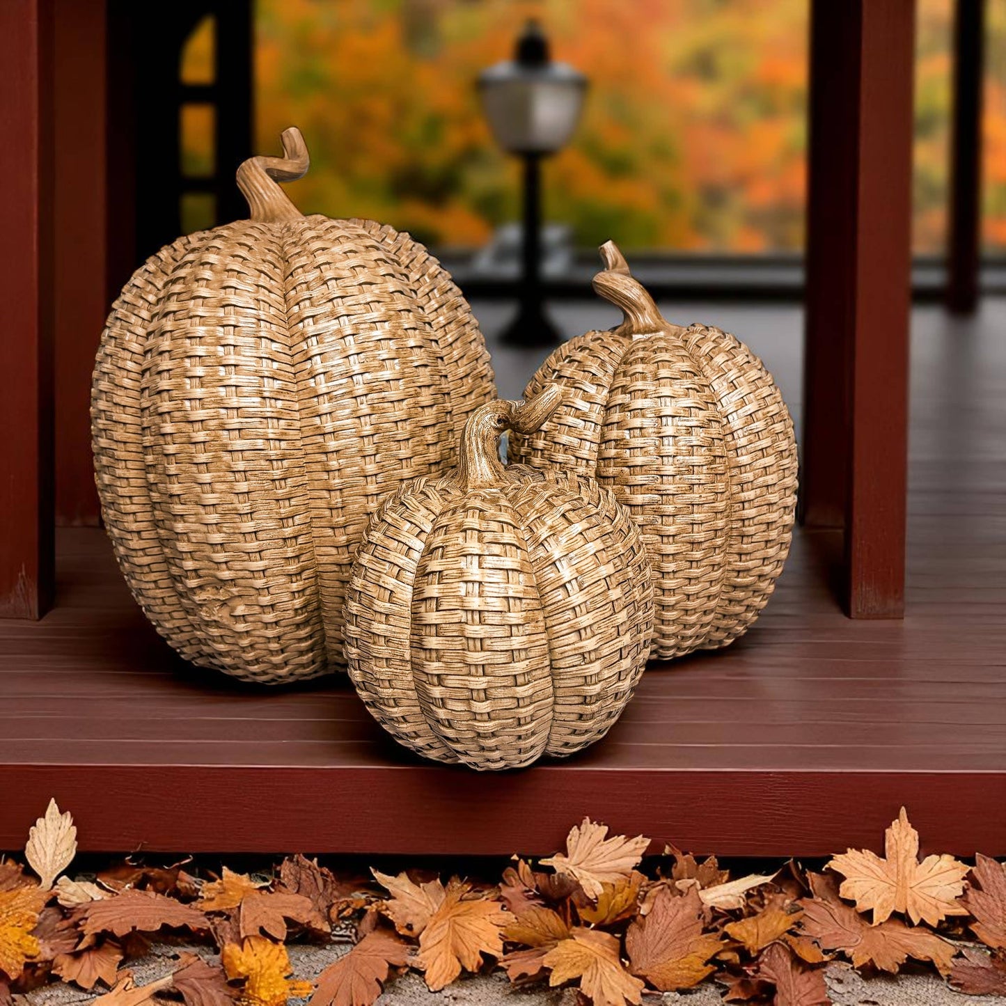 Faux Rattan Pumpkins