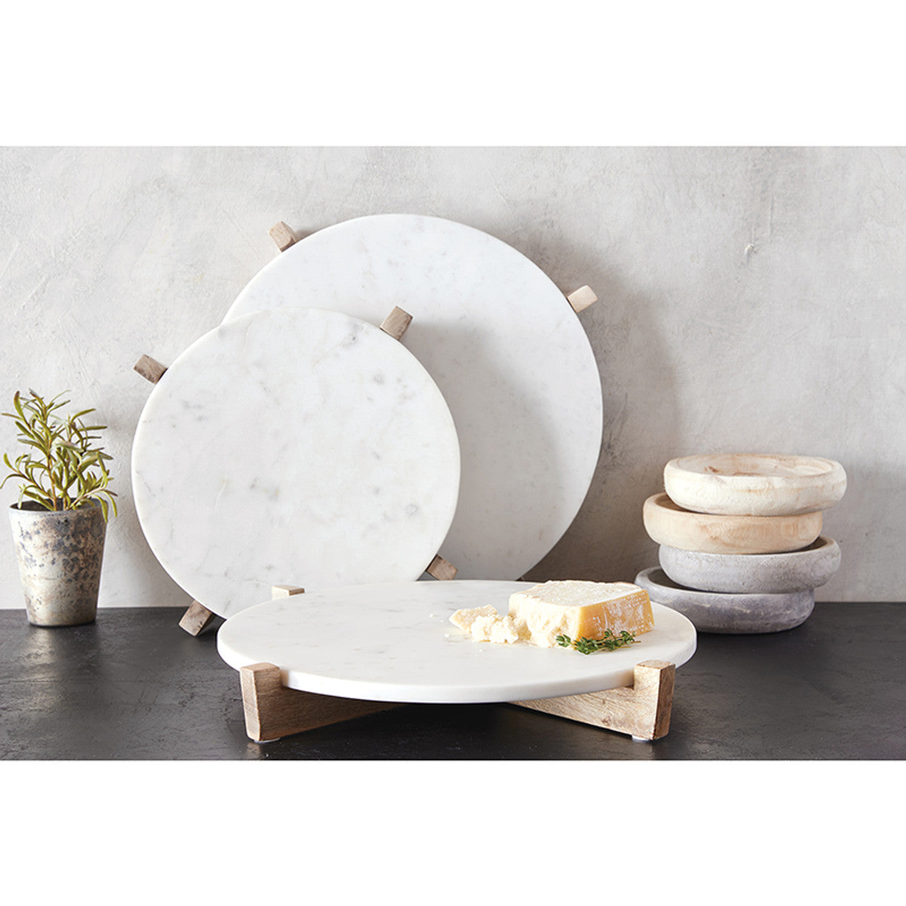 14" Marble + Mango Wood Tray