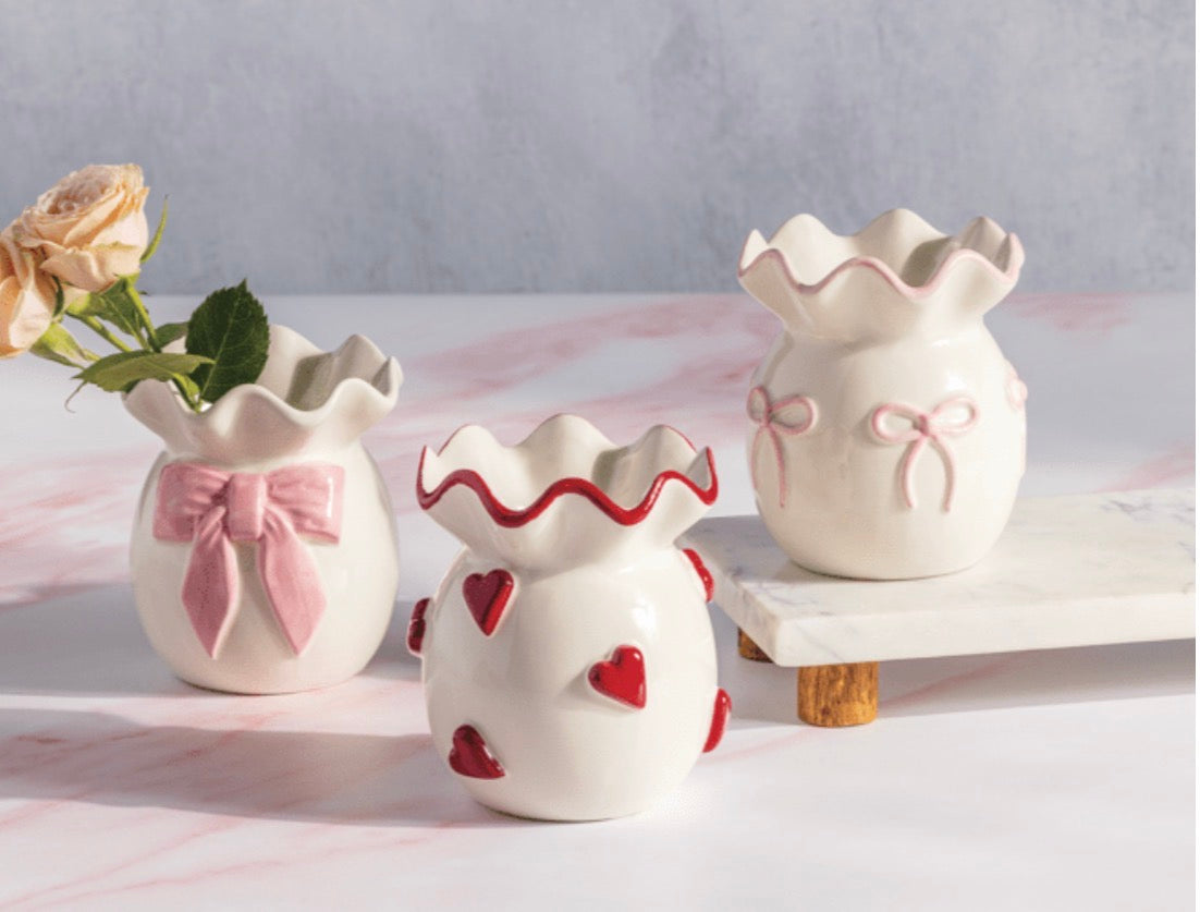 Dainty Bow Ruffle Bud Vase