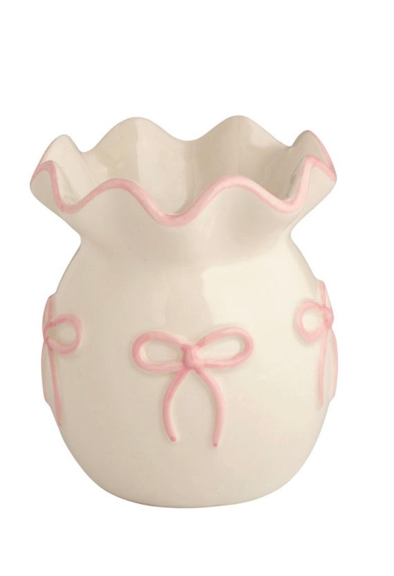 Dainty Bow Ruffle Bud Vase
