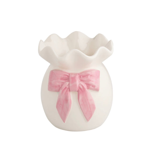 Pink Ruffle Bow Vase